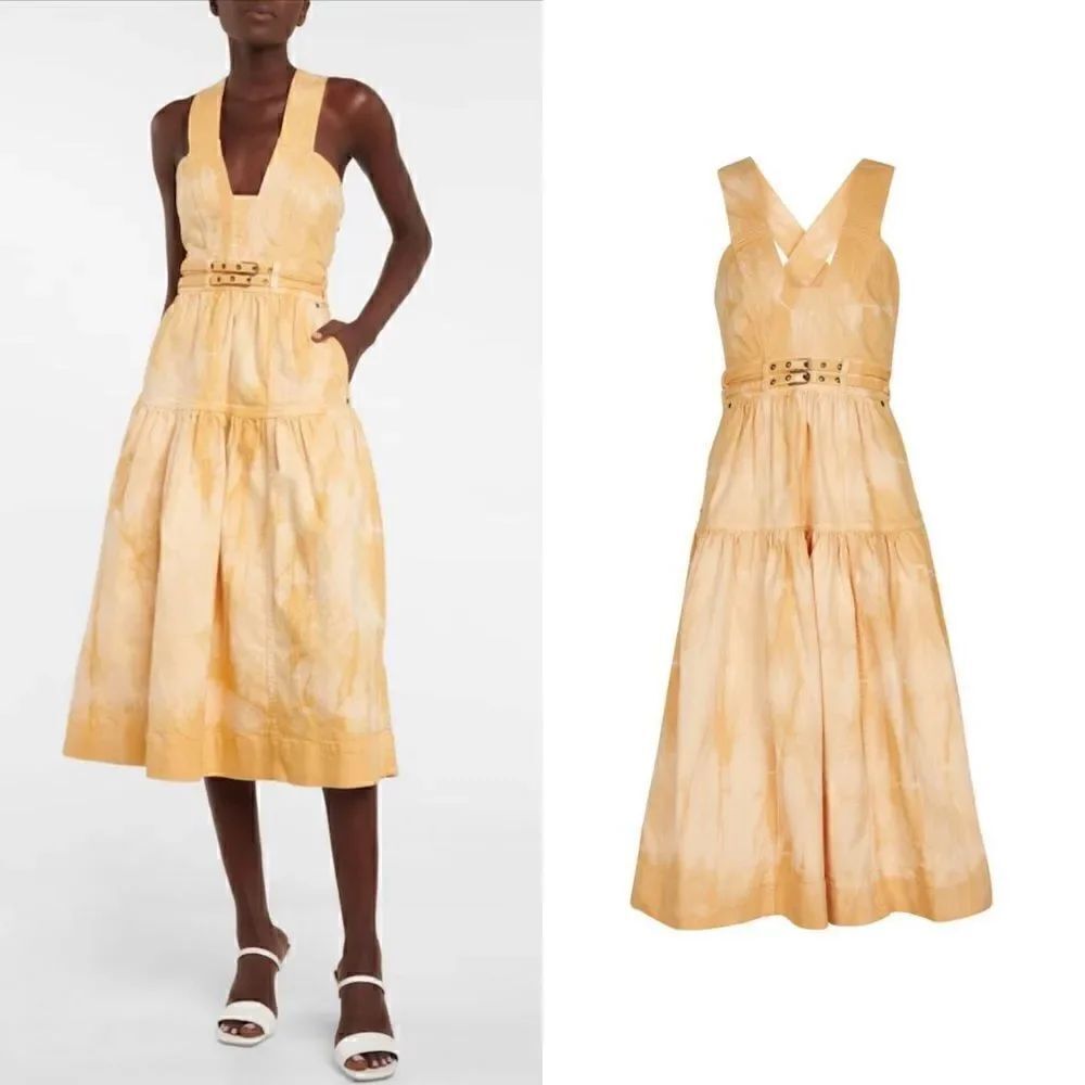 ULLA JOHNSON Blithe tie-dye denim midi dress